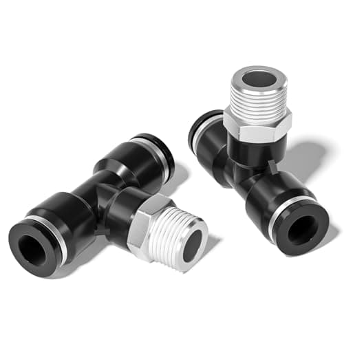 TAILONZ PNEUMATIC Male Branch Tee 3/8 Inch Tube OD x 1/4 Inch NPT Thread Push to Connect Fittings PT-3/8-N2 (Pack of 10)