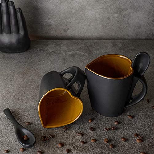 HS HINDUSTANI SAUDAGAR Heart Shape Coffee Mug Set of 2 (330 ML Each) Microwave Safe Coffee Mug Ceramic Milk Mugs Ceramic Tea Mug Set Handmade Cup Best for Gift.