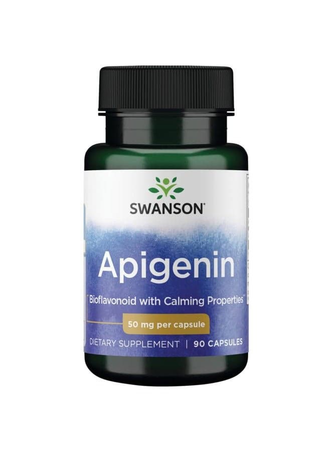 Apigenin Supplement, 50mg Capsules (90 Count), Helps Promote Sleep, Stress Relief & Overall Men's Health (Packaging May Vary)
