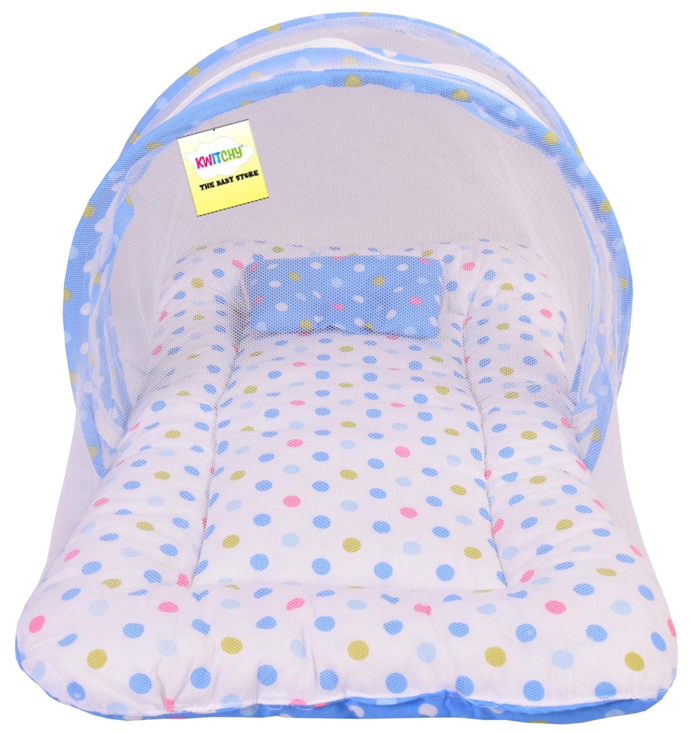 Kwitchy Baby Bed with Mosquito Net New Born Baby Bedding Set | Folding Bed | Toddler Mattress | Cotton | Gadda Set | Travel Beds | Boys & Girls | Gift Pack (0-6 M) Pink