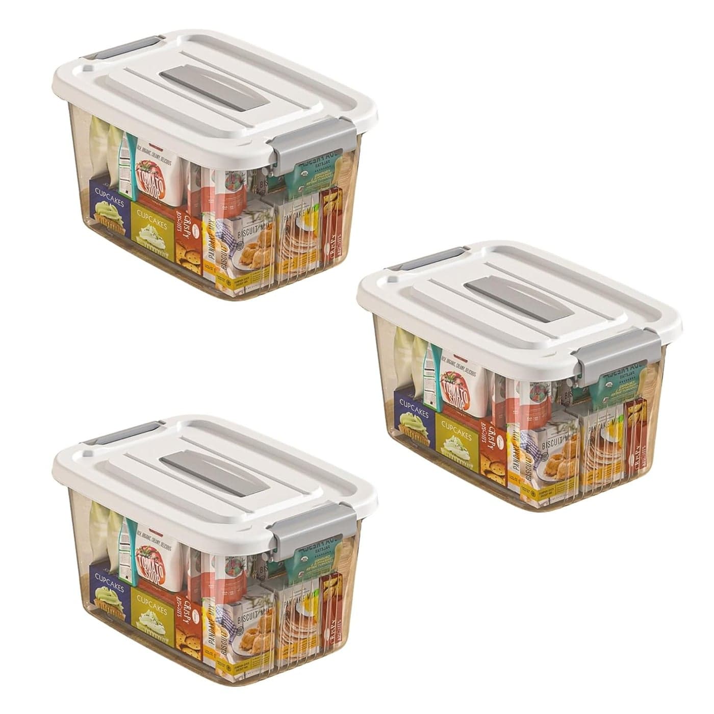 KREPS Clear Plastic Storage BoxBins Container with Latches and Lid Stackable Storage Heavy Duty Material NO195 X 7 X 55 INCH PACK OF 3