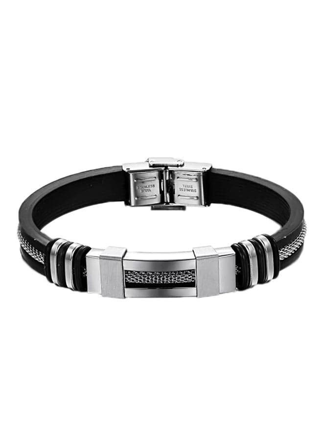 Titanium Steel Silicone Leather Bracelet