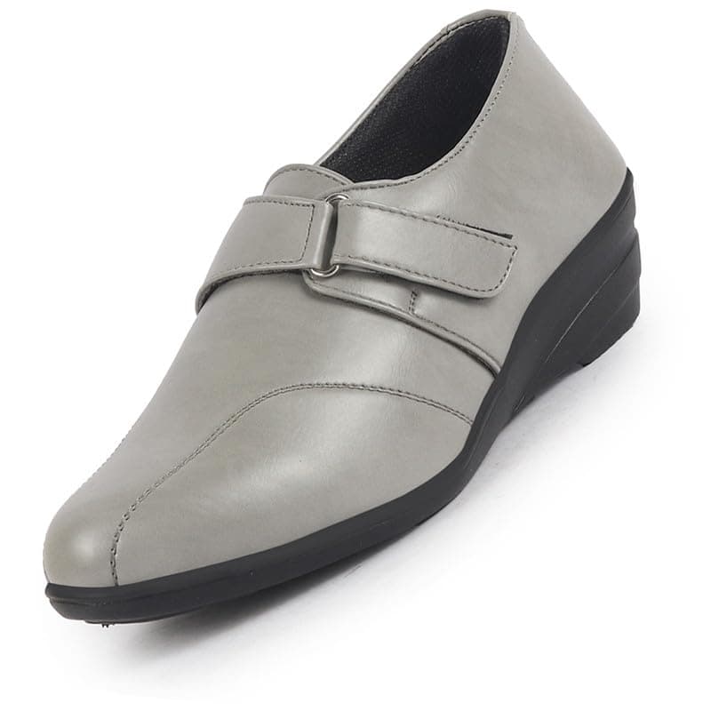 FAUSTO FST FJDWC-7003 GREY-40 Women Grey Outdoor Fashion Hook and Loop Platform Heel Wedges (7 UK)
