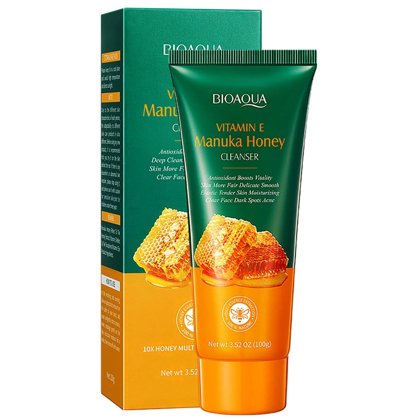 BIOAQUA Manuka Honey Facial Cleanser Vitamin E Deep Cleansing Foam Face Skin Repair Soften Moisturizing Hydrating 352oz100g