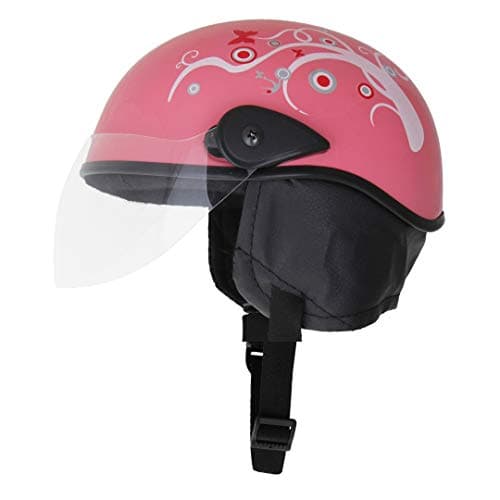 Western Era Half Helmet with Clear Visor for Men & Women ||Safety & Comfort|| Stylish Enhanced Design || (Pink Glossy) (Red Decal) (Large)