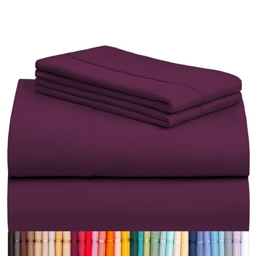 LuxClub 3 PC Sheet Set Sheets Deep Pockets 18 Eco Friendly Wrinkle Free Sheets Machine Washable Hotel Bedding Silky Soft Eggplant Twin