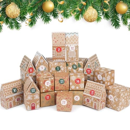 LOKIPA Christmas Advent Calendar Boxes 24 Days Empty Advent Countdown Gift Boxes for Xmas Party Decorations Supplies