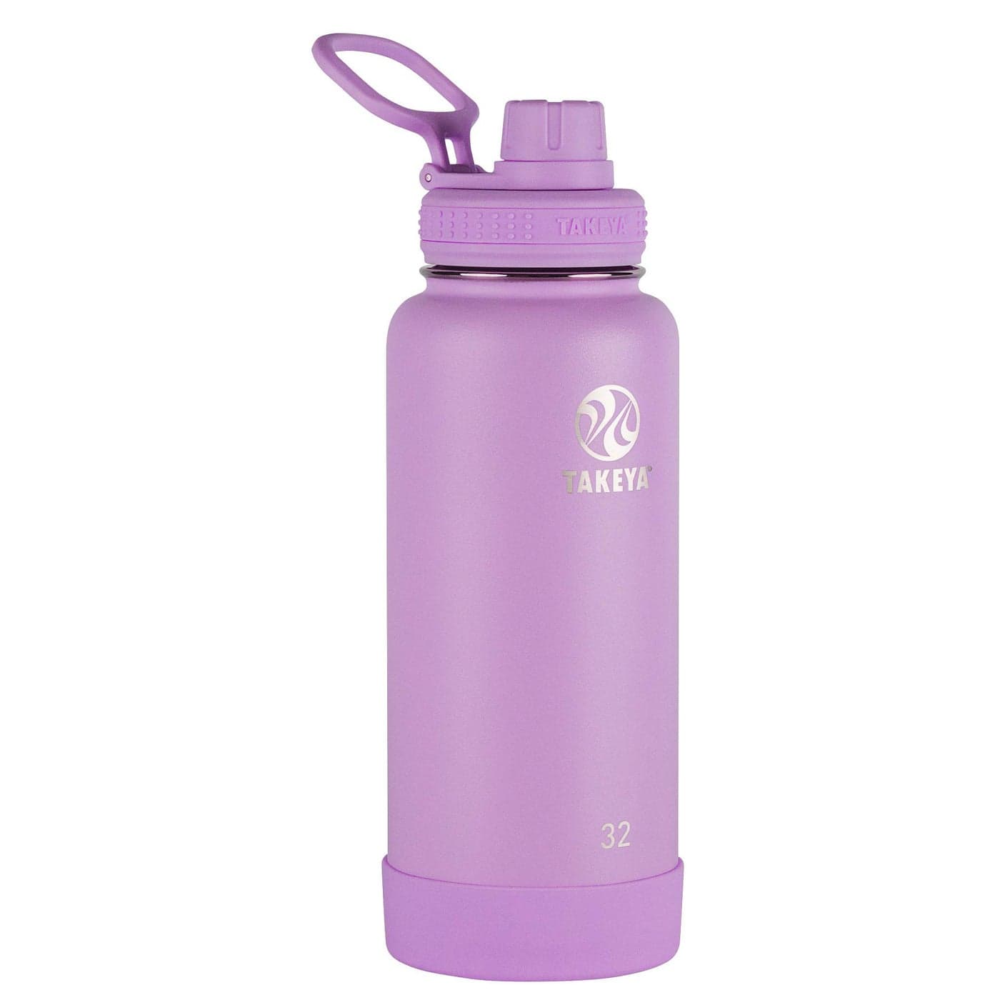 Takeya Actives Water Bottle with Spout Lid Bottle with Double Stainless Steel Insulation Dishwasher Safe BPAFree Bottle with Spout Lid Removable Bumper 32 oz Lilac