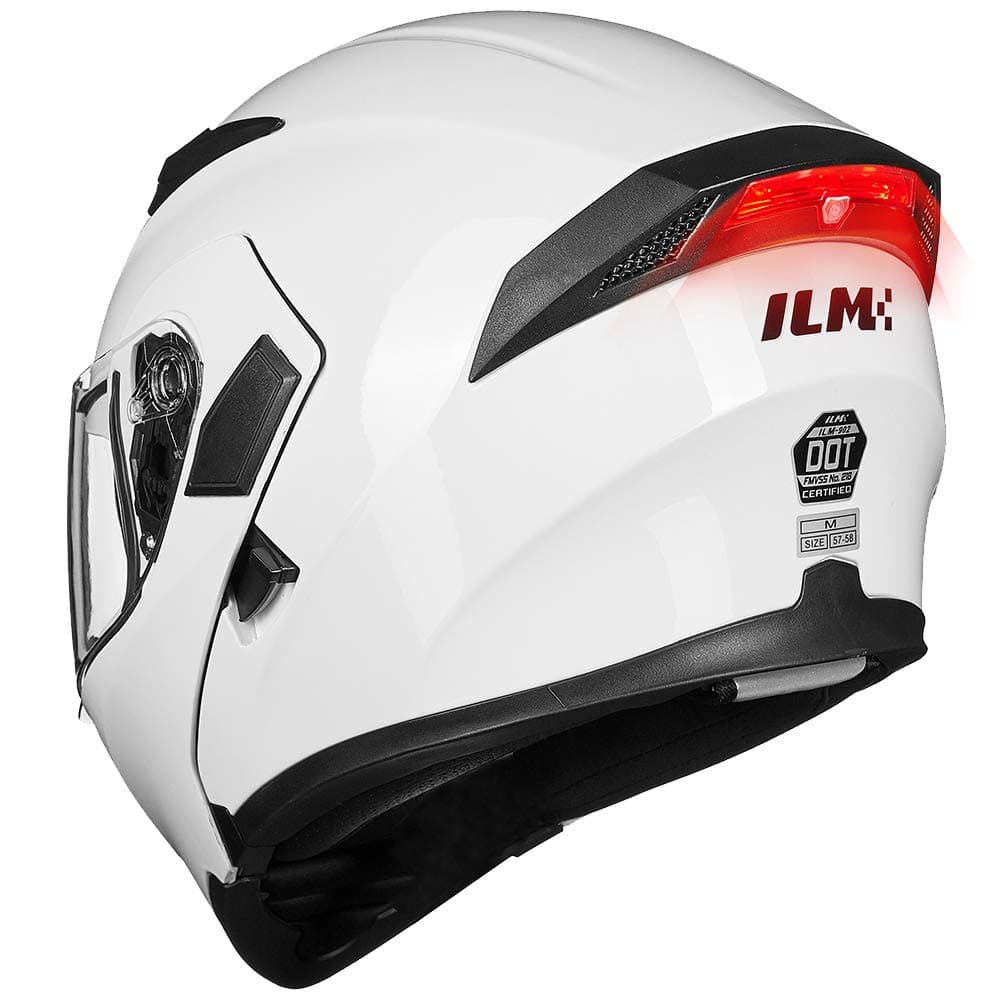 ILM Motorcycle Dual Visor Flip up Modular Full Face Helmet DOT LED Light Model 902L L White LED