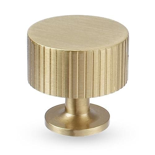 RZDEAL 4pcs Solid Brass Cabinet Knobs Pulls Cabinet Drawer Dresser Gold Knobs Modern Handles (1-1/8"x1-1/8/28mmx28mm),Brushed Brass Finish
