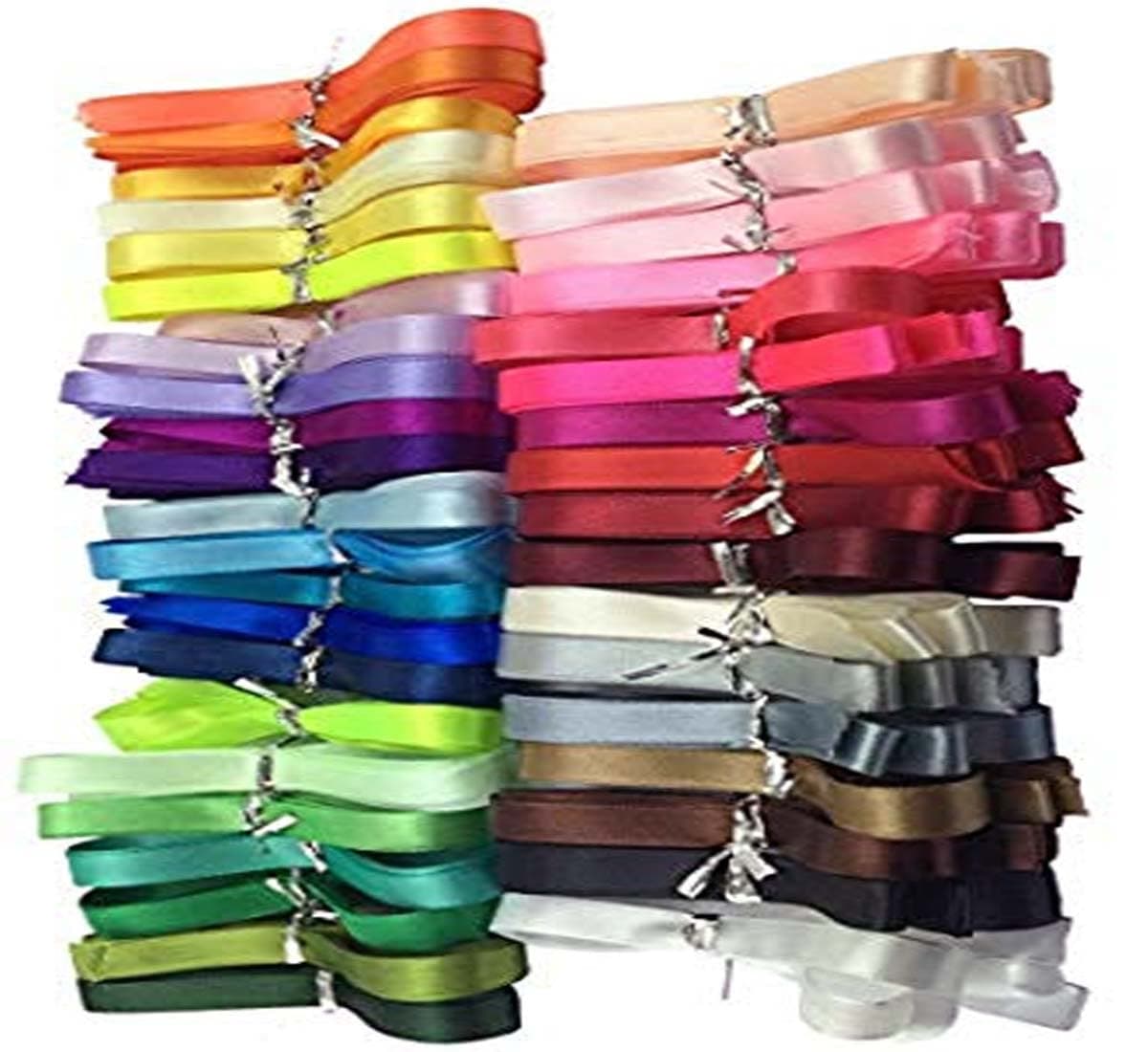 DIY Crafts 12 Pcs, Polyester Ribbon, 1-2"inch Satin Double Face Solid Polyester Ribbon 14-25 Shade Unsorted Bulk Lots for Decoration Arrangement Gifting Wrapping (Pack Of 12 Pcs, Polyester Ribbon)