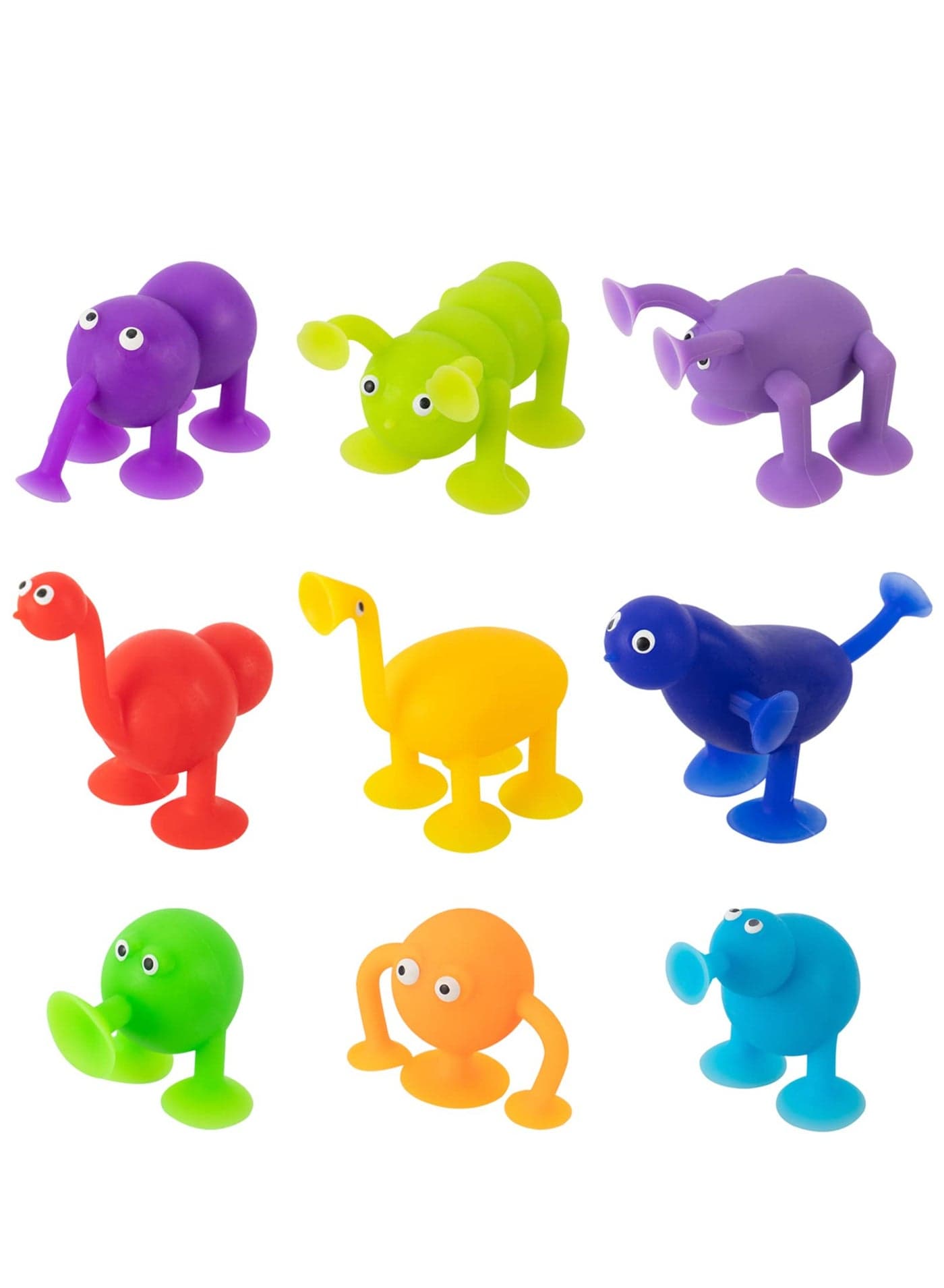 Suction Cup Toys, 9 Piece Soft Silicone Building Blocks Suction Cup Toys Pressure Play Set, Animal Shaped Suction Cup Toys Multicolor Pressure Release Parent-Child Interactive Games, Kids Room
