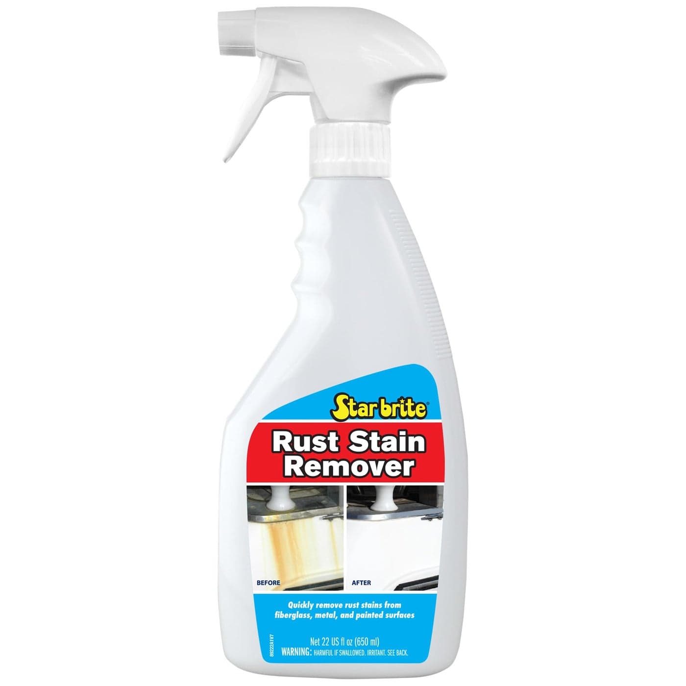 STAR BRITE Rust Stain Remover Spray - Instantly Dissolve Corrosion Stains on Fiberglass, Vinyl, Fabric, Metal & Painted Surfaces - Also Removes Sprinkler Stains - 22 Ounces (089222SS)