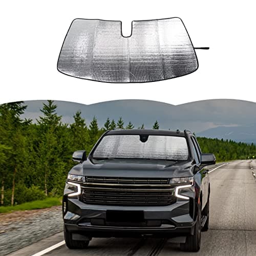 RT-TCZ Windshield Sunshade Sun Shade Heat Shield Window Sun Visor Mat for GMC Yukon 2021-2024,for Chevrolet Tahoe 2021-2024,for Suburban SUV 2020-2024,Silver