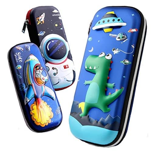 wolpin Ethylene Vinyl Acetate (Eva) 1Pc 3D Pencil Case, Large Capacity Pencil Pouch Bag For Boys & Girls Students With Zip Closure Portable Stationery Bag Organizer (Dinosaur Blue)
