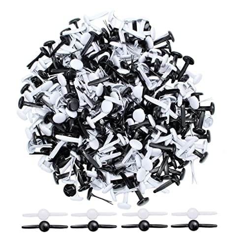 BESTCYC 8mm 1/3" 200pcs Black and White Metal Brad Paper Fastener Scrapbooking Card Making Art Craft Brads