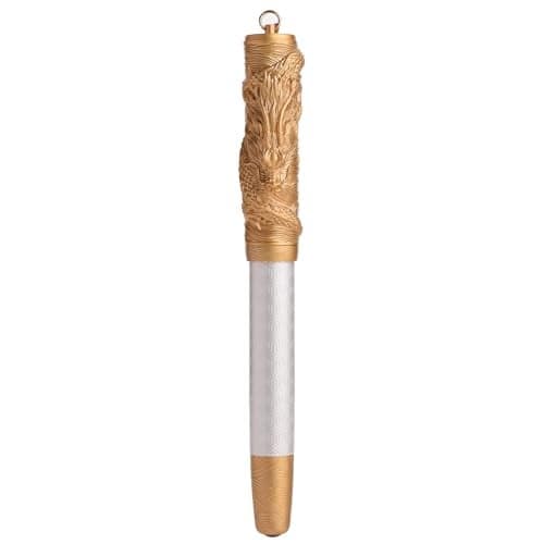 HONG DIAN A24 Fountain Pen Fine Nib Snow White Golden Dragon Stereoscopic Carving Cap Design