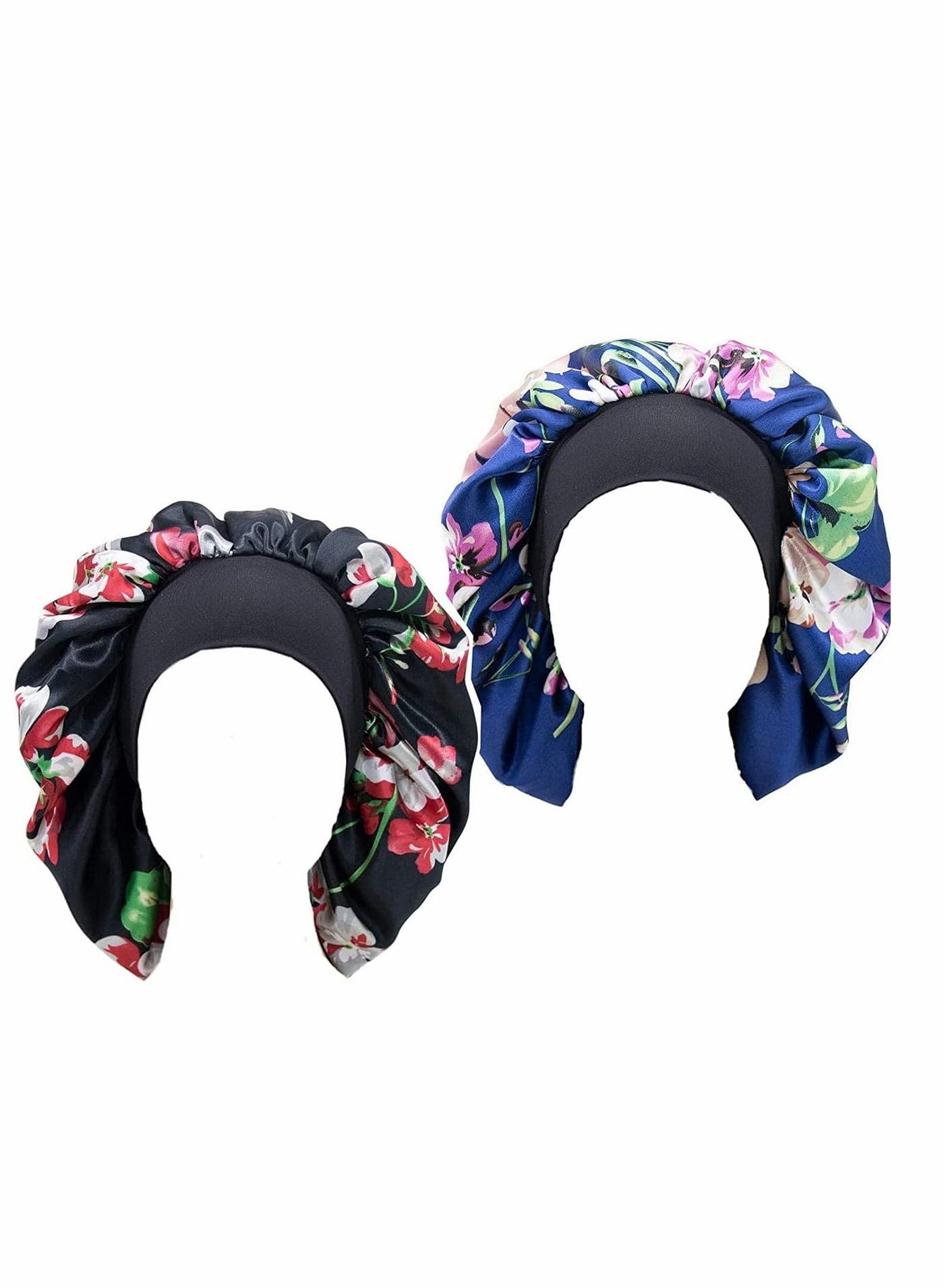 Satin Bonnet, Hair Bonnet for Women, Shower Cap, Extra Large Double Layer Elastic Wide Band Cap Braid Curly Natural Hair, Beauty Bathing Spa Night Sleeping Head Bands, 2 Pcs