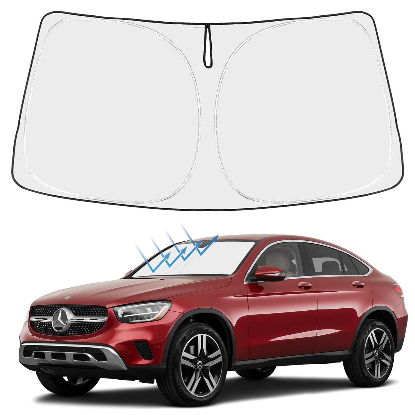 Proadsy 2025 Upgrade Front Windshield Sun Shade Foldable Sunshade Protector Custom Fit 20242016 Mercedes Benz GLC Winter Accessories