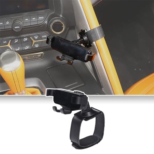 Phone Holder for Chevrolet Corvette C7 2014-2019 Center Contral Handle Grab Cell Phone Holder Mount Dash Clip Center Console Hands-Free Mobile Phone Stand Clamp Navigation Bracket Accessories (Black)