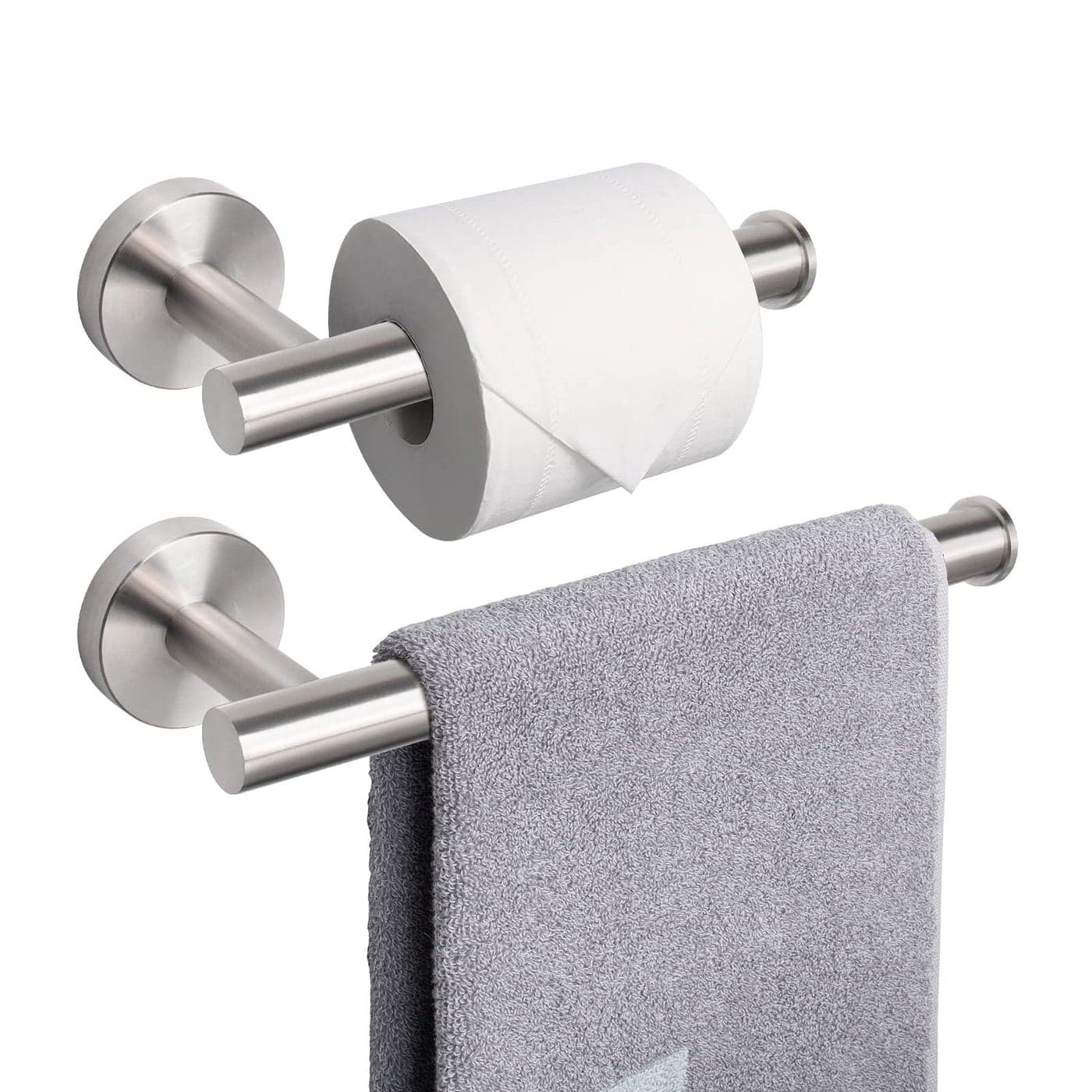 NearMoon Bath Toilet Paper Holder Hand Towel Holder 2 Pieces Bathroom Hardware Set Premium 304 Stainless Steel Toilet Roll Holder and Towel Rack Wall Mounted for Kitchen Brushed Nickel