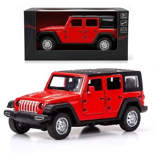 SHAKTISM Die-Cast Metal Car Toy -1:36 Scale, Opening Doors, Pull Back Function, Collectible Toy, Racing Car for Kids Birthday Gift for Boys Girls (Red Wrangler Diecast)