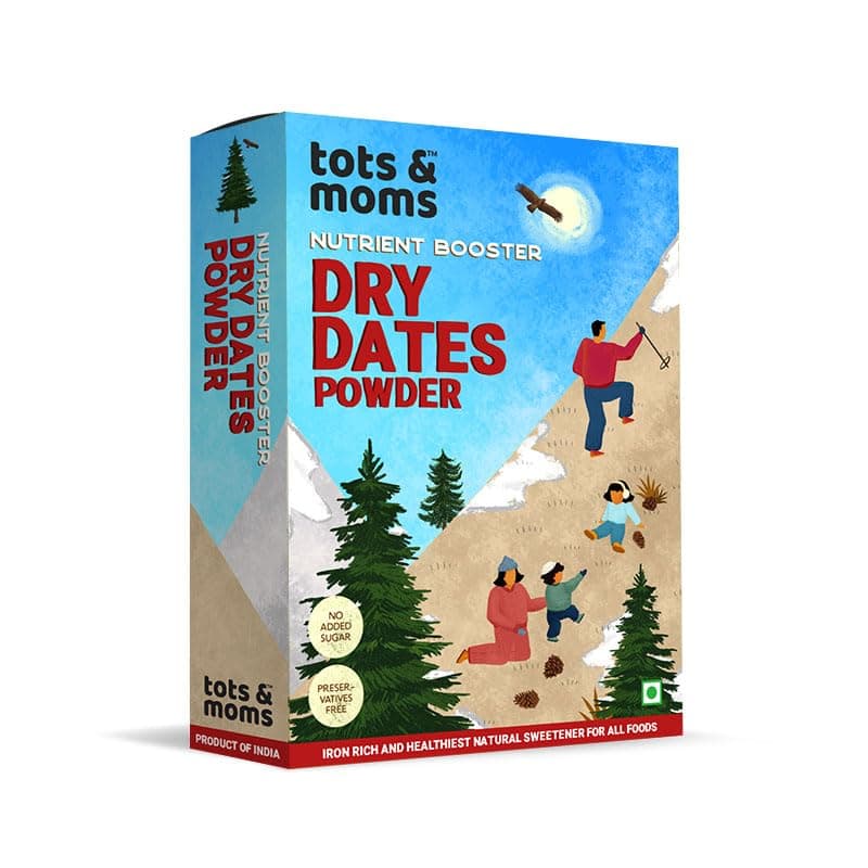TOTS AND MOMS Foods Organic Dry Dates Powder | Natural Sweetener for Kids Porridge, Puree, Ice cream, Pancake, Dessert, Cereal, Juice, Smoothie - 200g