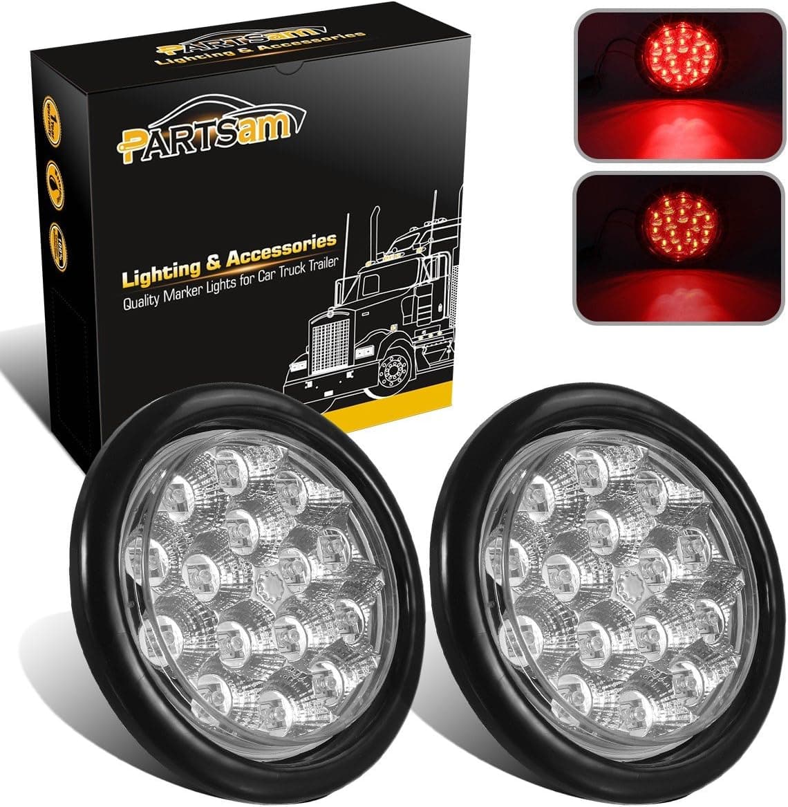 Partsam 4" Stop Turn Tail Light Red 187176 - LED Marker Lights for Trucks and Trailers