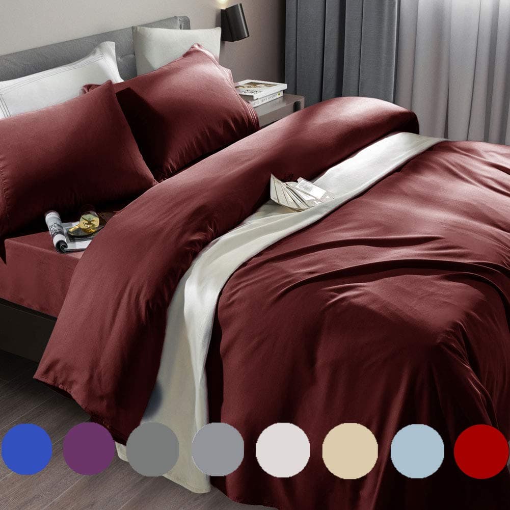 SONORO KATE Bed Sheet Set Super Soft Microfiber 1800 Thread Count Luxury Egyptian Sheets Fit 1824 Inch Deep Pocket Mattress Wrinkle6 Piece Burgundy Queen