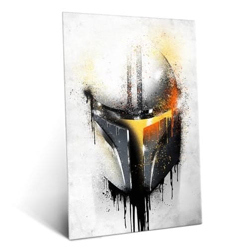 Displate Metal Poster Star Wars - Helmets Graffiti - Mandalorian Graffitti Helmet - Mando Collectible Gift for Fans - Premium Decorations Wall Art Decor Gifts Movie Posters - 12.6x17.7 in