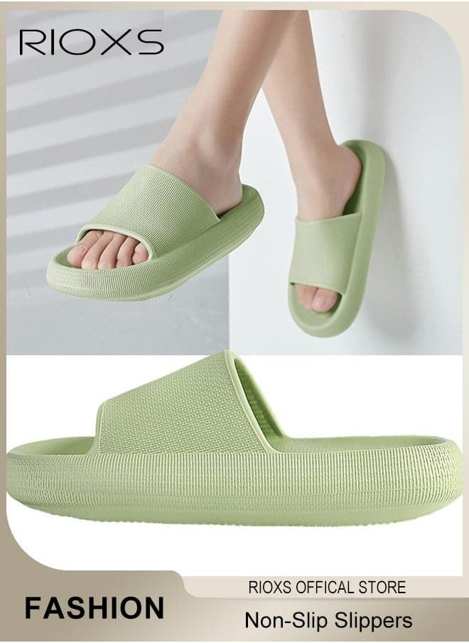 Women's Slippers, Men's Slides, Pillow Slippers for Women and Men, Unisex Slipper Quick Drying Shower Slipper, Non Slip Bathroom Slippers, Soft Thick Sole Slippers, Non-Slip Bubble Slides, Ultimate Comfort Slip-on Slipper for Indoor and Outdoor, Dorm Room Essentials Slide Slippers, Green Slippers