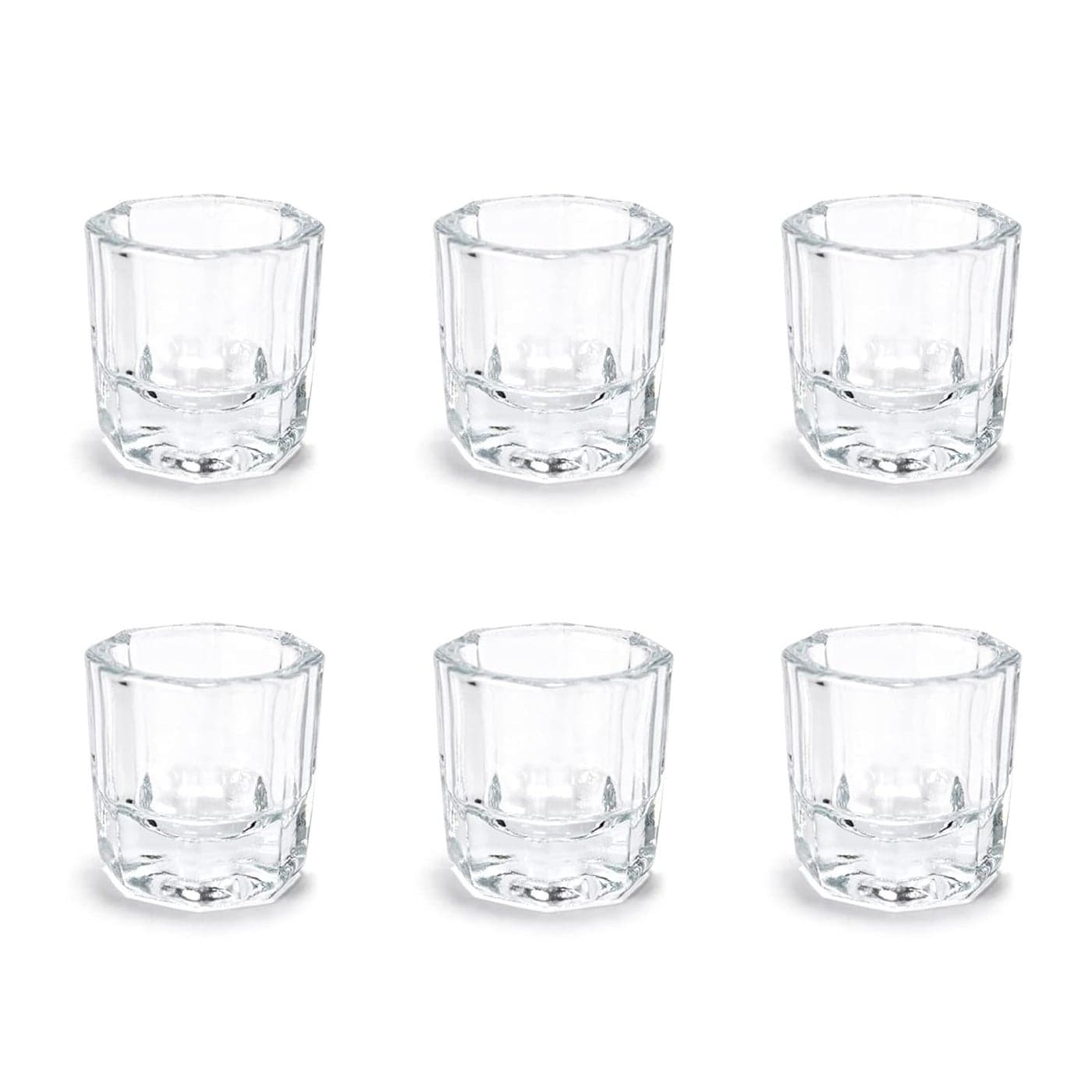 KADS 6 Pack Dappen Dish Cups for Nail Art Acrylic Liquid - Clear Glass Nail Monomer Liquid Bowl Dappen Dish Acrylic Powder Holder, Acrylic Glass Jar for Nails