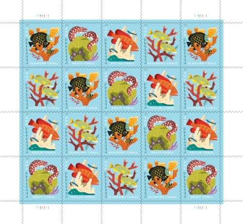 Coral Reefs Postcard Rate Sheet of 20 Stamps