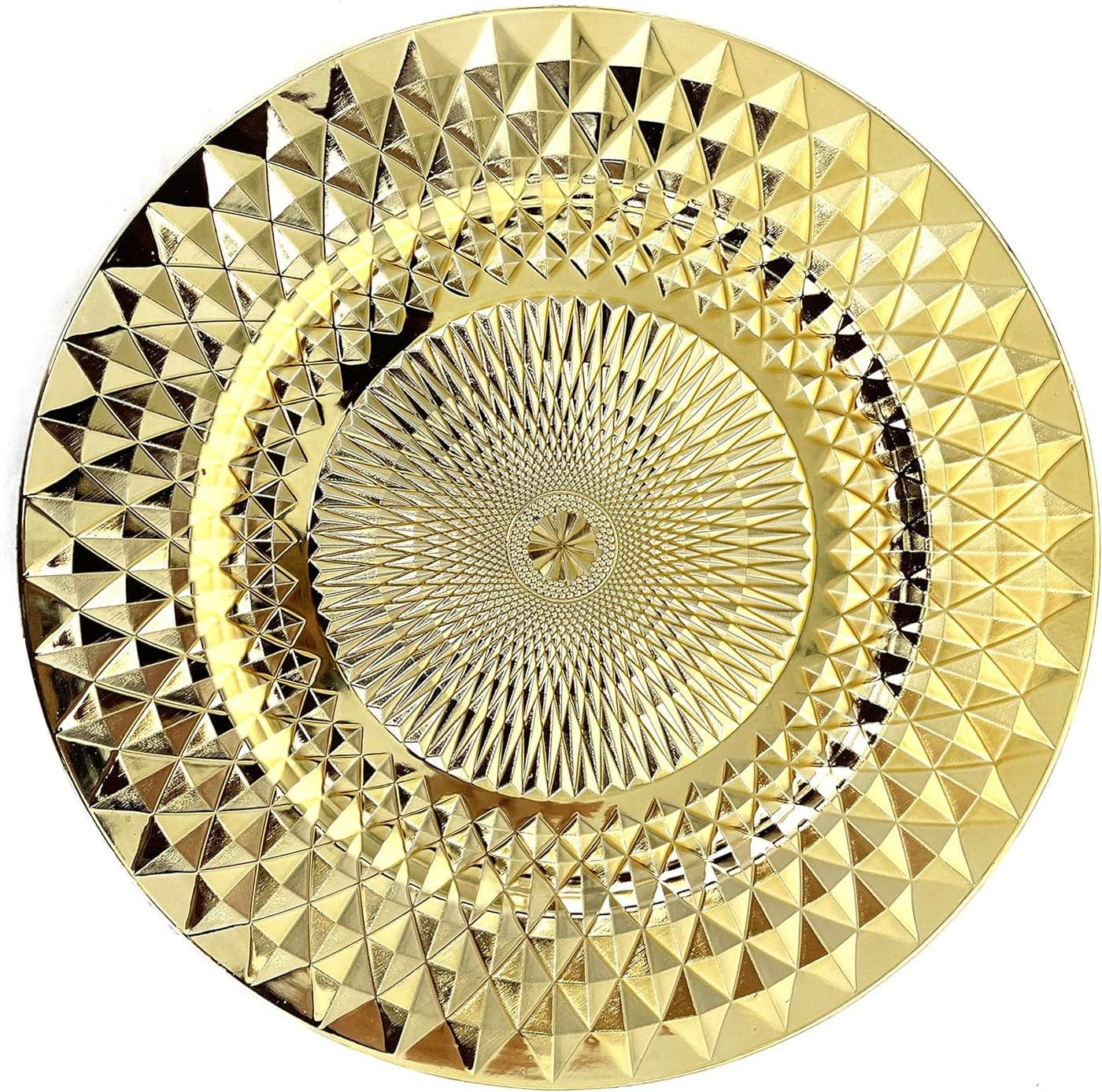 Allgala Charger Plates 13Inch 6Pack Heavy Duty Plastic Diamond Pattern Sparkling Gold Wedding Charger Plates Formal Dining
