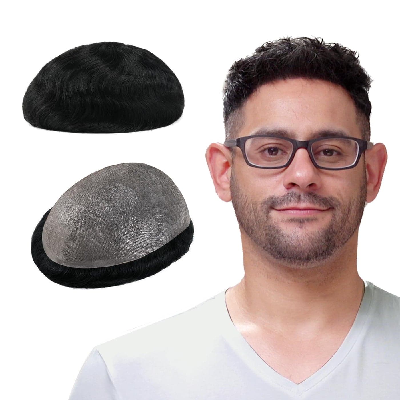 Lordhair Toupee for Men with 100 European human hair 8x10 inch Hairpiece for Men 003mm Ultra Thin Skin Hairsystem All Vlooped Mens Toupee Black 1A