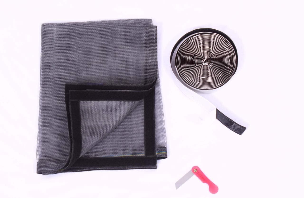 UR LITTLE SHOP Stitched Fiberglass Mosquito Net for Windows 1 Year Guarantee 4/4 Feet (120/120 Cm) 47/47 Inch with Self Adhesive Hook_ Grey Color
