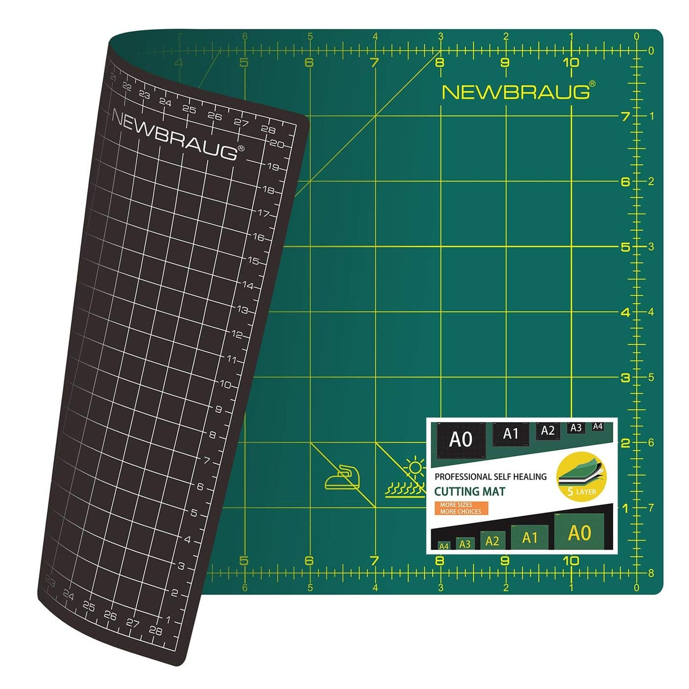 NEWBRAUG 9 12 Professional Self Healing Cutting Double Sided 5Ply Mat Best Gridded Rotary Cutting Board for Quilting Sewing Craft Fabric Scrapbooking GreenBlack