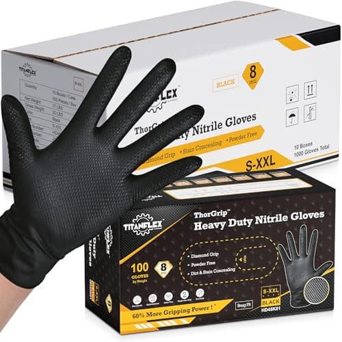 TitanFlex 8-mil Premium Nitrile Gloves, Black, Medium, Unisex, Protective Glove
