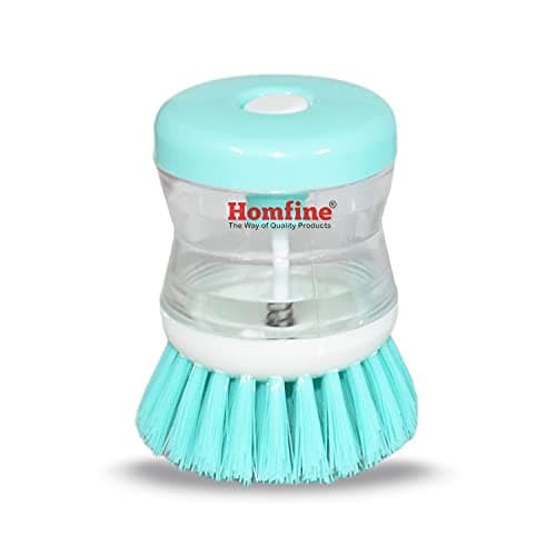 Homfine Sink/Dish Cleaning Brush with Inbuilt Soap Dispenser for Multipurpose Cleaning in Home, Kitchen, Washbasins, Kitchen Utensils, Dishes (8x5cm) Multi Color (1)