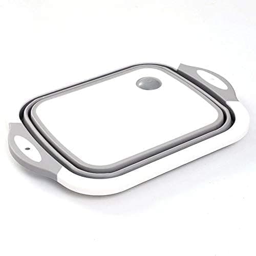 Vroxy Plastic and Silicone Vegetable Fruit Collapsible Cutting Board Wash and Drain Multifunction Foldable Sink Storage Space Saving Basket