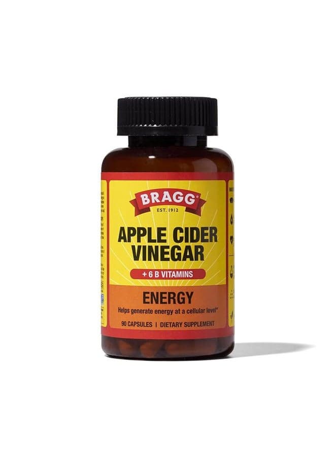 Energy Apple Cider Vinegar Capsules with B Vitamins - 90 Capsules - Helps Generate Energy at Cellular Level