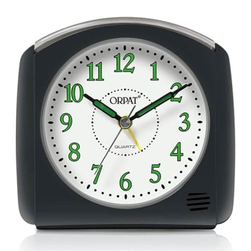 Ajanta Orpat Time Piece Snooze Buzzer Alarm Clock with Light Function (Plastic_105X100X50mm) (T.Grey)