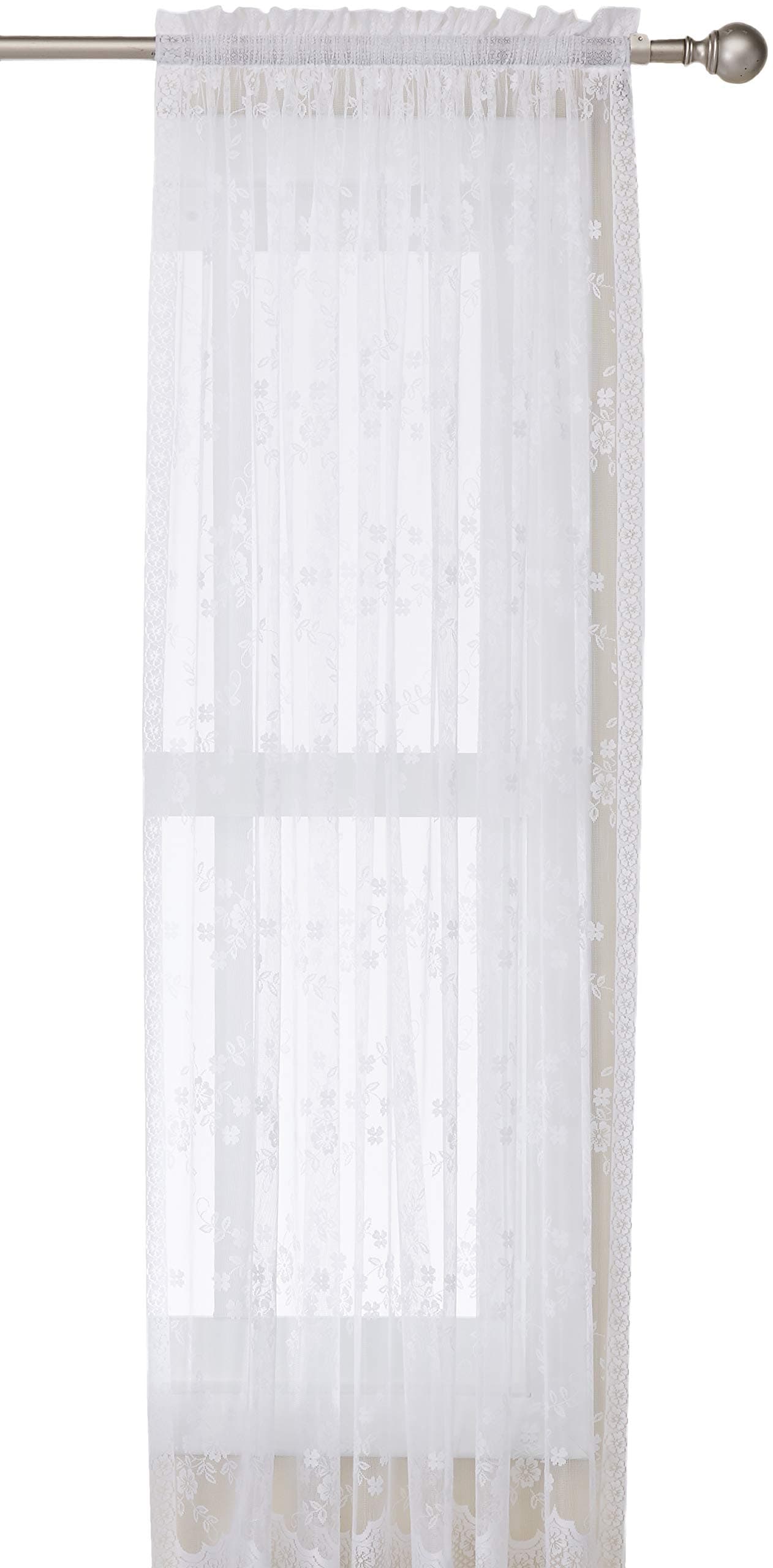 Common Wealth Home Fashions Mona Lisa Lace Window Panels 56 by 63Inch White