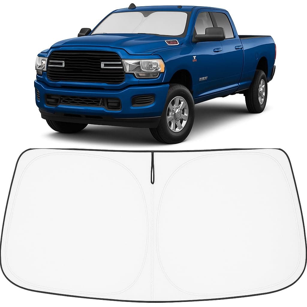 Proadsy 2025 Upgrade Windshield Sun Shade Custom Fit Dodge RAM 2500 3500 20102024 2025 4Layer Foldable Front Sunshade Protector Sun Visor Blocks UV Rays Keep Car Cooler