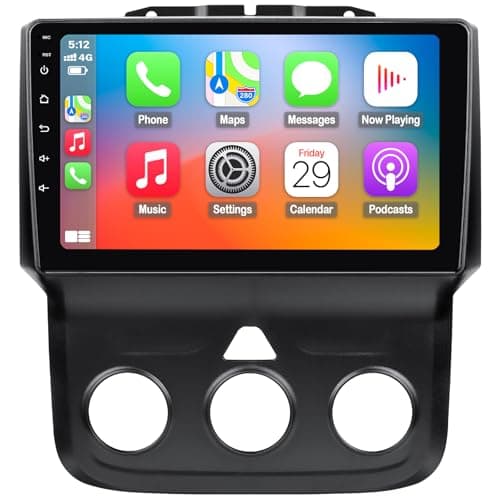 Car Stereo for Dodge RAM 1500 2500 3500 2013 2014 2015 2016 2017 2018 with Wireless CarPlay and Android Auto,9'' Android 13 Touch Screen Radio Replacement,2G Ram 32G ROM(Only fit Manual AC)