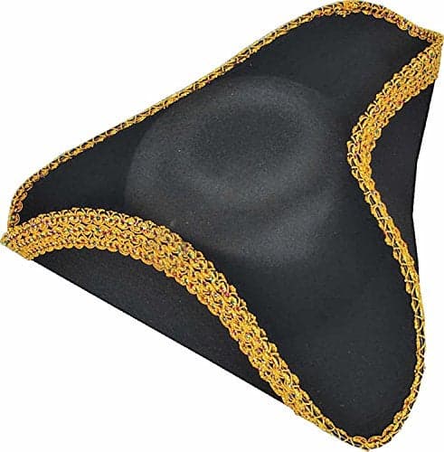 Rubies Black Tricorn Pirate Hat for Adults Mens No Size