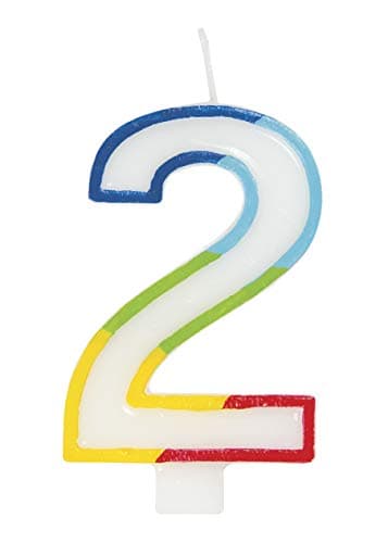 Unique Vibrant Rainbow Border Number 2 Birthday Candle Multicolored EyeCatching Design Perfect for Unforgettable Birthday Celebrations