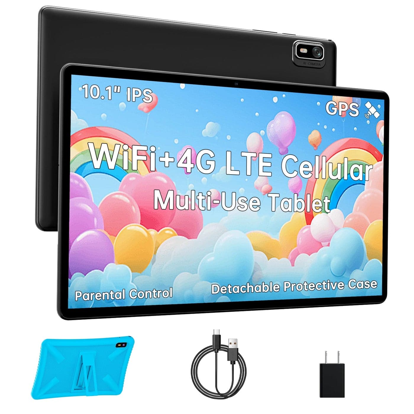 HAOVM Tablet 10 inch Android 14 4G SIM Unlocked Kid Tablet with SIM Card Slot IPS Touch Screen 20GHz Fast Processor 3GB32GBTF Expand24G5GHz WiFi8MP Camera GPS with Blue case