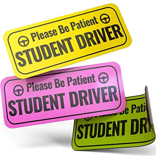 Adheisign Student Driver Magnet Sticker | Removable Reflective New Driver Safety Sign | Strong Adhesive Car Vehicle Bumper Decal (3 Color Pack)