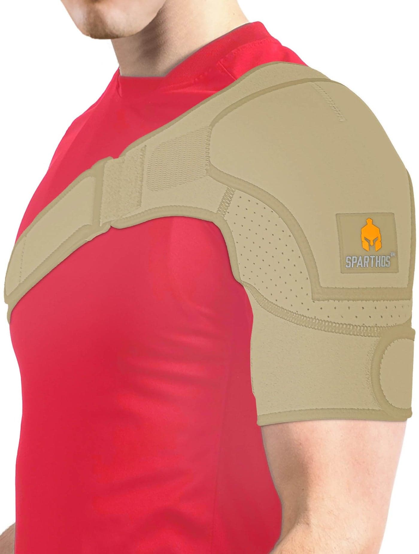 Shoulder Brace Support and Compression Sleeve for Torn Rotator Cuff AC Joint Pain Relief Arm Immobilizer Wrap Ice Pack Pocket Stability Strap Dislocated Sholder for Men and Women Beige
